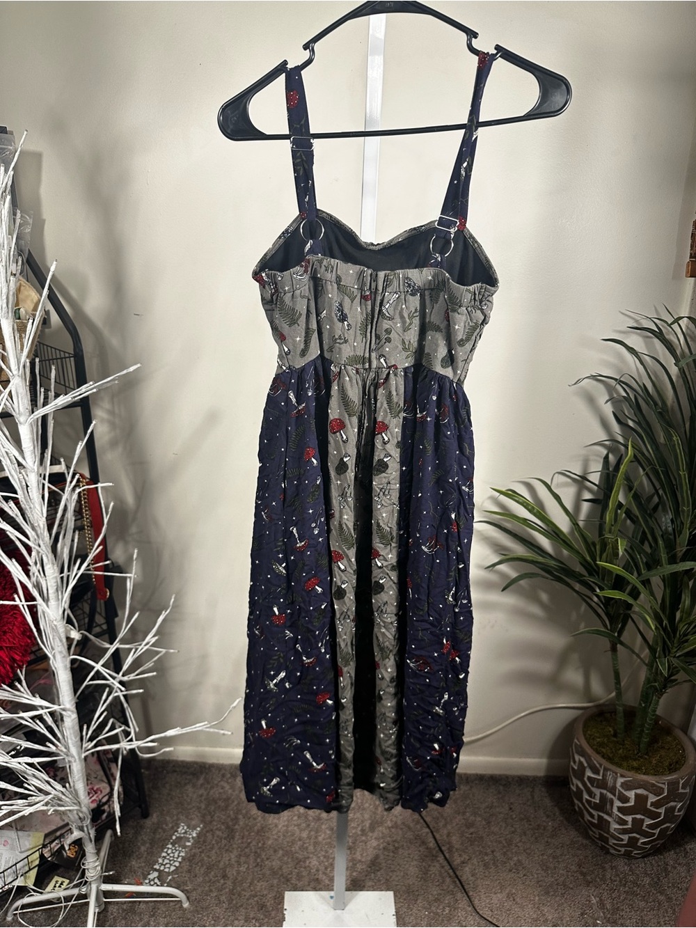 P307. Thorn and Fable Mushroom Print MIDI Dress size small - Picture 5 of 5